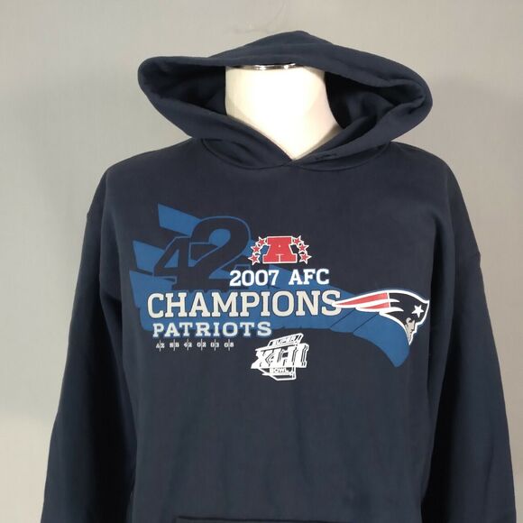 New England Patriots hoodie sweatshirt sweater adult Men's large blue Super Bowl - Picture 2 of 11